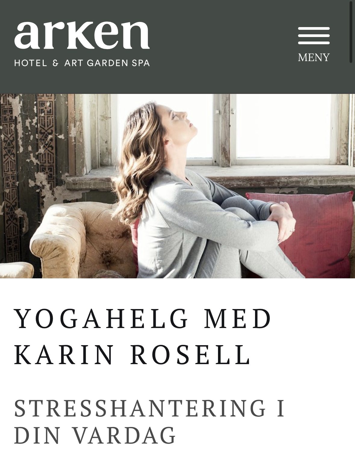 Yoga med Karin Rosell | Göteborg | Arken Hotel & Art Garden Spa